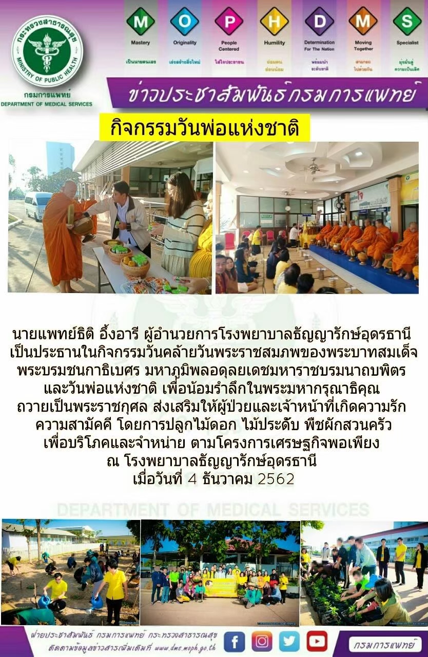 รูปภาพประชาสัมพันธ์กิจกรรมโรงพยาบาลธัญญารักษ์อุดรธานี กรมการแพทย์